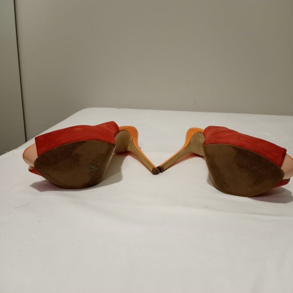 ENZO ANGIOLINI PLATFORM PUMPS IN TWO TONE ORANGE SUEDE WOMENS SIZE 10M - Picture 10 of 10